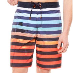 Mens Speedo Paradise Striped 4-Way Stretch E-Board Shorts Swim Suit Large